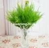 6pcs偽の植物36cm/14.17 "人工シミュレーションアスパラガスグラスグリーン植物7ホームクリスマスパーティーの結婚式の装飾用