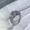 Vintage sieraden drie-stone 5a zirkoon steen engagement bruiloft band ringen voor vrouwen mannen wit goud gevuld vrouwelijke bijoux