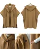 Plus Storlek Ny Höst Vinter Kvinnors Ullblandningar Överrock Klädsel Poncho Coat Hooded Loose Toppar Outwear Cape Coats 3 Färger C3230