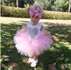 Été Bébé Filles Vêtements Ensemble Nouveau-Né Infantile Coeur Forme Barboteuse Combinaison Tutu Jupe Bowknot Bandeau 3 pcs Outfit Enfants Vêtements Ensemble 2 Couleurs