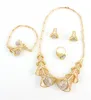 African Dubai Wedding Jewelry Set Fashion 18K Gold Plated Morning Glory Crystal Necklace Bangle Ring Earring Set
