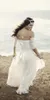 Summer Lace Beach Bröllopsklänningar Vintage Bohemian Bridal Gowns Strapless Boho Brides Grows Plus Size Vintage Klänning med korta ärmar
