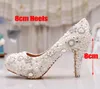 Luxuy Handmade Pearl Crystal Diamond Wedding Shoes White Bridal Dress Shoes Women Platform salto alto 3 Polegadas Glitter Pumps