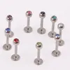 Pierścień labret L06 100pcs Mix 7 kolor stalowy kryształowy pierścień do ust LABRET STUD BIODY JEADLIRY1440461