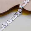 6MM Figaro chain bracelet plated 925 sterling silver men Fashion Jewelry Length 20CM Top quality free shipping