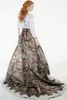 Two Pieces 2015 Lace Camo Wedding Dresses Strapless with Hollow Lace Top Long Sleeves Chapel Train Realtree Spring Camouflage Bridal Gowns