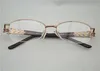 Femmes optique demi-lunettes cadre métal marque hommes lunettes lentilles ordinateur myopie lunettes cadre argent/or/marron 6 pièces/lot