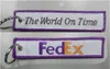 FedEx The World On Time Aviation Chaveiro Chaveiro Tecido Bordado Piloto Chaveiro 13 x 2.8cm 100 pcs lote