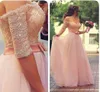 Robe de bal rose de printemps, avec demi-manches, ceinture en cœur, nœud, perles, longues robes de soirée, en Tulle, robes de mariée de plage