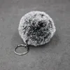 Simulated Rabbit Fur Ball Keyrings 8cm Ombre Color Plush Ball Keychain Car Key Chain Women Bags Pendant Key Rings Accessories