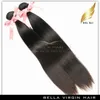 Peruvian Virgin Human Hair Wefts With Lace Closure 3 Del Silky Rak Naturfärg 8-34 tum Bellahair