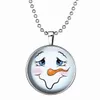 Collana con ciondolo con diapositiva regalo di Natale Tipo di pupazzo di neve di Natale Faccia stile punk Collana lunga luminosa in resina con pietre preziose 21g 60cm Abbigliamento A