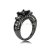 Size 5-11 Black Rhodium Wedding Ring Princess Cut CZ Engagement Propose Anniversary Cocktail