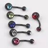 Anello ombelico moda B09 mix 6 colori 50 pezzi Anello ombelico gioielli corpo in acciaio anodizzato9899838