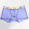 Malla hombre boxeador sexy gay chico calzoncillos boxershorts ver a través de hueco fuera fresco transpirable ropa interior sexo transparente hombre boxeadores cueca