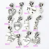 120pcs/lot Mix Tibetan Silver LOVE/Heart Big Hole Beads Fit European Charm Bracelets Jewelry DIY B319-B945