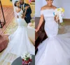 Romantic Off The Shoulder Wedding Dresses Lace Appliques Mermaid Bridal Gowns Tulle Sweep Train Backless South African Wedding Vestidos