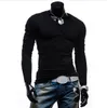 Nouveau printemps automne hommes à manches longues hommes col en v t-shirts mode homme vêtements de sport hommes A8712 M-XXL