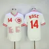 Camisas de beisebol vintage Montreal Expos Pete Rose baratos branco azul # 14 Pete Rose masculino vermelho costurado camisas M-XXXL