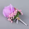 Fleur Artificielle Mariage Bouquets De Mariée Perles Demoiselle D'honneur Groomsman Corsage Lavande Rouge Rose Violet Blanc Bleu Champagne Fleurs