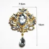 4 Inch Big Crystal Waterdrop Top Quality Gold Tone Drop Brooch Exquisite Big Diamante Jewelry Brooch Large Crystal Women Broach