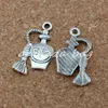 MIC 100 Stück 1 Los Antik-Silber-Zink-Legierung, einseitiges Design, Parfümflaschen-Charms, 17 x 24 mm, DIY-Schmuck273q