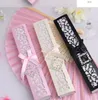 Mariage personnalisé Favors Silk Fold Hand Fan in Pink White Black Noir luxueux Elegant Lasercut Gift Box3591403