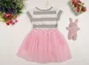 2016 New Summer Baby Girl Dress Stripe Dress Paski Bawełna Jumper Szyfonowa Tutu Tulle Gaza Jumper Princess Party Ball Suknia Kostiumy Lato