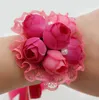 Beau corsage de fleur rose rouge champagne violet avec broche pour mariage fournitures de marié mariée vente au détail et en grosBF02