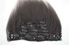 G-EASY Kinky Straight Clip extensions de cheveux humains 7pcs 120g clip droit crépus dans les extensions de cheveux humains pour les femmes noires