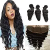 Braziliaanse losse golf krullend menselijk haar weven bundels Peruaanse Indiase Maleisische Cambodjaanse Remy Hair Extension met frontale sluiting