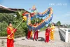 Kinderen Maat Blauw Vergulde Chinese Kid Dragon Dance Folk Festival Celebration Costume