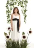 Wysokiej jakości linia pociągu z kości słoniowej szyfon czarne szarfy Low Junior Sukienki druhny kwiatowe sukienki 3230871