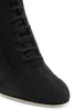 Итальянский-сделано Desiree кружева-up черный замша сапоги женщин шпильках загрузки высокие каблуки мода стиль Леди мода тонкий бедро высокие сапоги