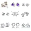 Silver Stud Earrings Hot Sale Crystal Flower Earring for Women Girl Party Gift Fashion Jewelry Wholesale Free Ship - 0156WH