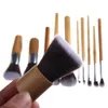 100 Setleri 11 adet / takım Profesyonel Bambu Makyaj Fırçalar Kozmetik Vakfı Pudra Kapatıcı Fırça Karıştırma Kiti Maquiagem Araçları