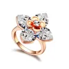 Austriacki Kryształ 18K Rose Pozłacane kwiaty Pierścienie dla Kobiet Ślub Red Rhinestone Kryształowe pierścienie wykonane z Swarovski Elements 16958