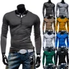 Nouveau printemps automne hommes à manches longues hommes col en v t-shirts mode homme vêtements de sport hommes A8712 M-XXL