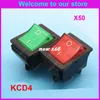 HOT-VERKOPEN 50 STKS KCD4 Voeten 2 Bestanden Paal Rood en Groen Licht XW-604AA1 Grote Wave Rocker Switch Gratis verzending