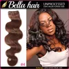 8A Body Wave 4pcslot Brazilian Malaysian Indian Peruvian Dark Brown Black Hair Weave Human Hair Weft Bella Hair9969066