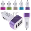 3 USB Ports Car Charger Metal Ring 5V 5.1A Universal Colorful Adapter for iphone 6 6s Samsung Note 4 500Pcs