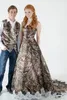 Two Pieces 2015 Lace Camo Wedding Dresses Strapless with Hollow Lace Top Long Sleeves Chapel Train Realtree Spring Camouflage Bridal Gowns