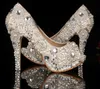 Unik Ivory Pearl Rhinestone Bröllopsklänning Skor Peep Toe High Heeled Bridal Skor Vattentät Kvinna Party Prom Skor Plattformar Bankett