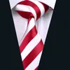 Snabb leverans Stripe Tie Set Red Silk Hankerchief Manschettknappar Set Jacquard Woven Classic Business Slips Klassisk Billiga Neck Slips N-0242