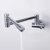 2015 Wholesale Solid Brass Single Handle Extended Pot Filler Faucet Swing Spout Wall Mount Kitchen Faucet Polished Chrome