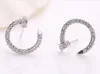 Pendientes de tuerca de plata de ley 925, joyería de moda, letra C llena de circonita, cristal de diamante, pendiente de parpadeo simple para mujeres y niñas, 100 Uds.