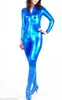 Groothandel-details over superieure kwaliteit !! Metallic Lycra Zentai Spandex Catsuit Costume Front Zip