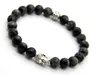 Neue Design Herren Sommer Armbänder Großhandel 10 teile/los 8mm Schwarz Flash Stein Perlen Gold und Silber Buddha Schmuck