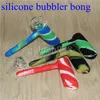 hookahs Wholesale Mini Hammer Bubbler Silicone Bongs Ash Catcher Inline Percolator Glass Oil Rig silicon hand skull bong