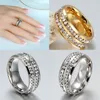 Ring smycken mode sz17-21 svart guld silver cz rhinestone rostfritt stål 30pcs massor ring män kvinna titan bröllop förlovningsband